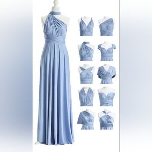 Elegant Dusty Blue Convertible Maxi Infinity Bridesmaid Dress